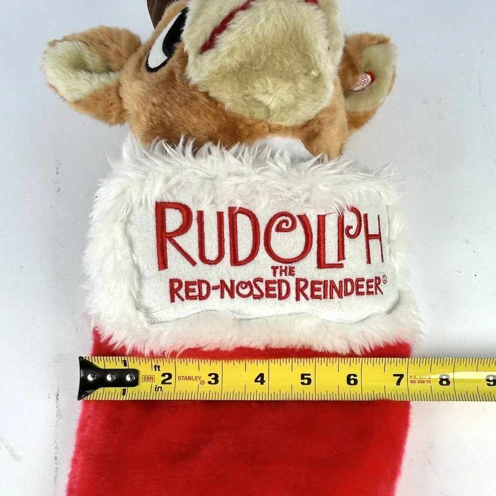 Rudolph Red-Nosed Reindeer Singing Light Up Plush Stocking 1992 Gemmy 23